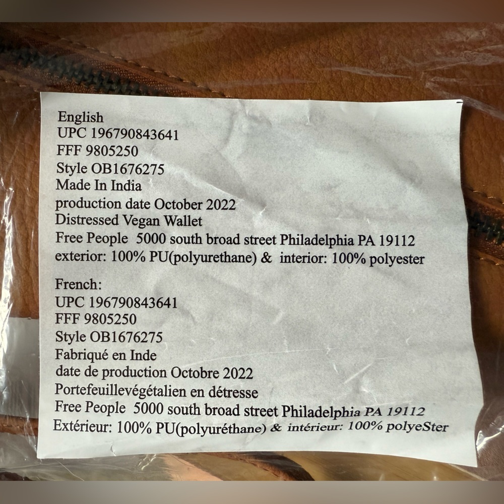 NWT Free People Distressed Brown Vegan Wallet - Picture 2 of 8